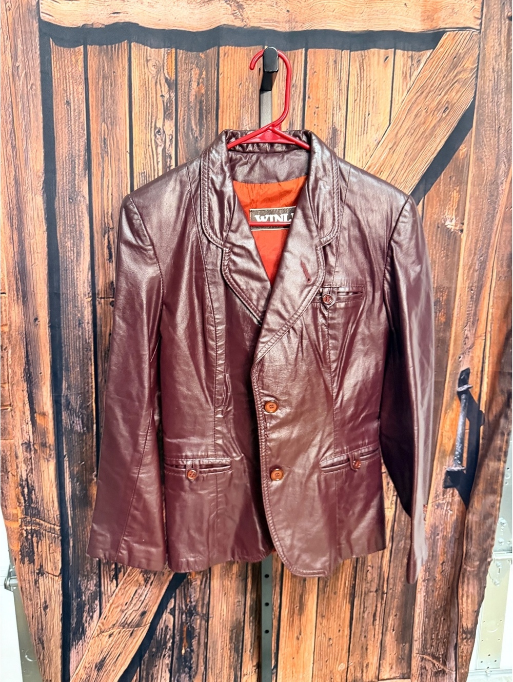 Vintage Winlit Burgundy Leather Blazer Jacket Size 11